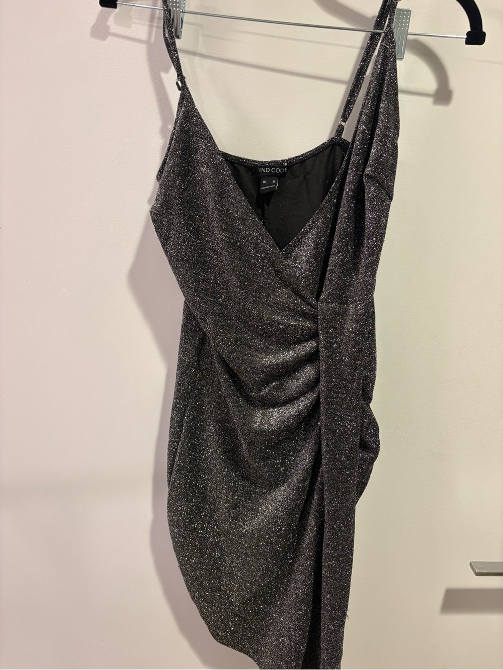 Silver Sparkle Wrap-Front Slip Dress